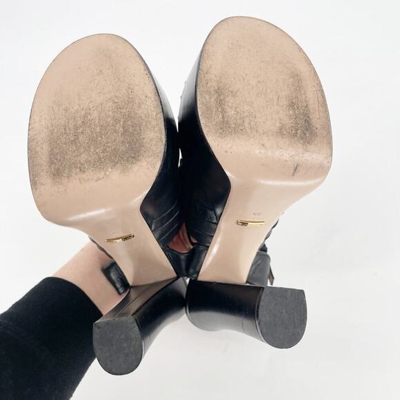 Gucci Black Malaga Kid Keyla Platform Ankle Strap Open Toe Sandal Heel EU 39 - Picture 9 of 15